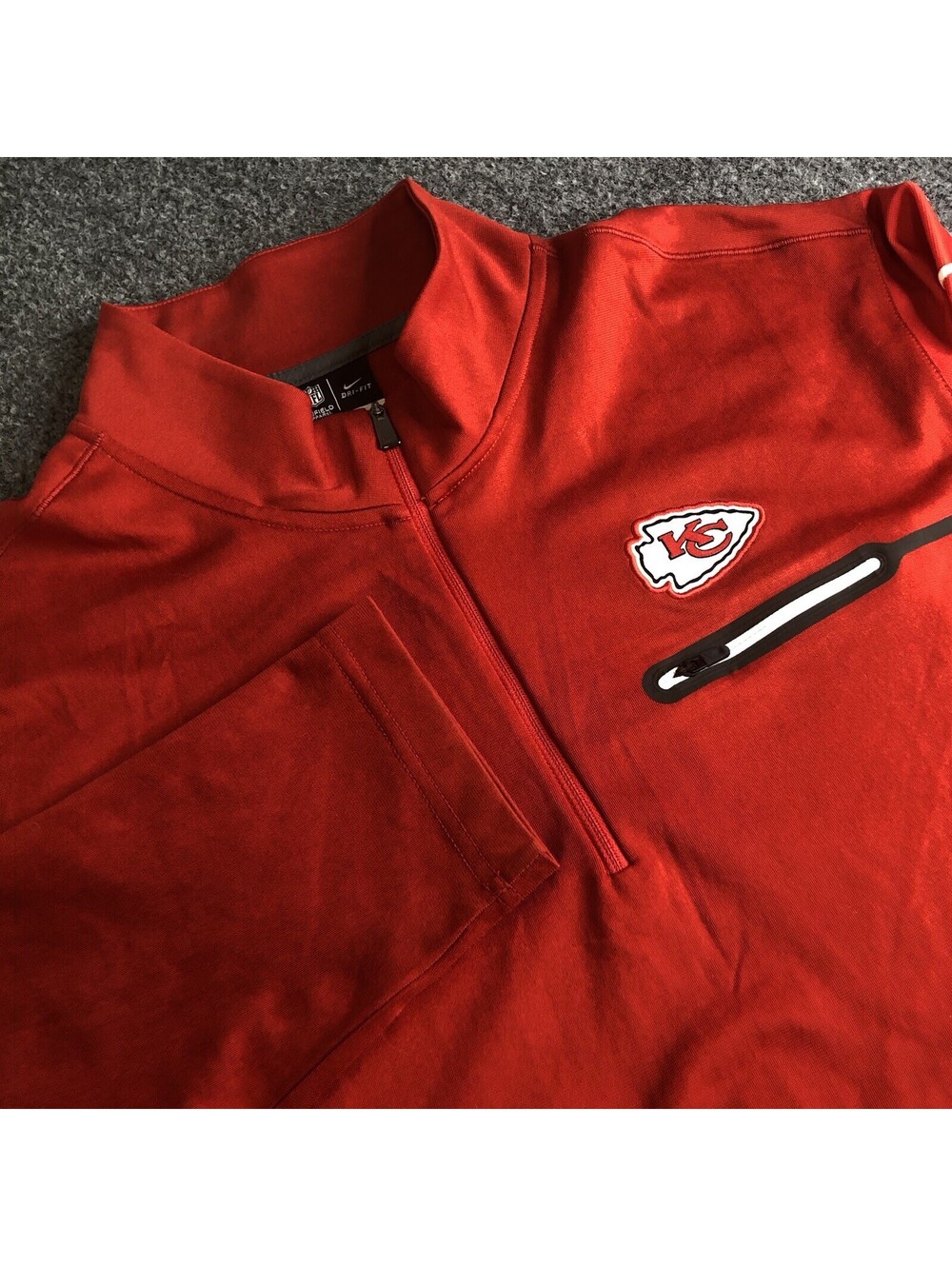 Nike On Field Kansas City Chiefs 1/4 Zip Jacket Mens XL Red Gray NFL Sweatshirt